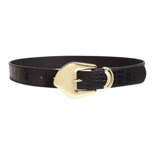 Fashionable Gold Buckled Waist Belt for Women Soft PU Leather Waist Cinching Strap for Casual or Formal Outfits