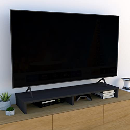 Henor Soporte TV Madera, Elevador de Pantalla TV 115 x 35 x 12 cm, Mueble de TV. Soporta 90 Kg. Grafito