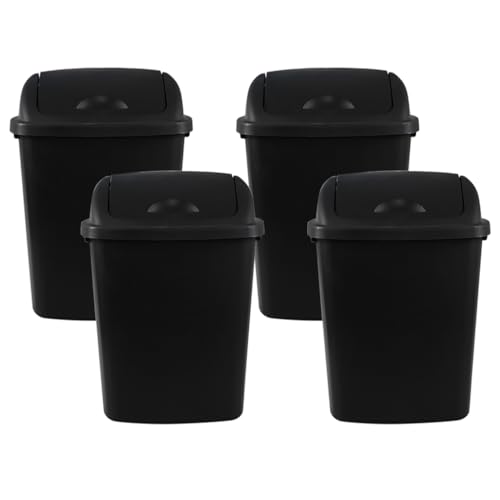 Set de 4 canecas de basura rectangulares 6 galones negras miniatura 7