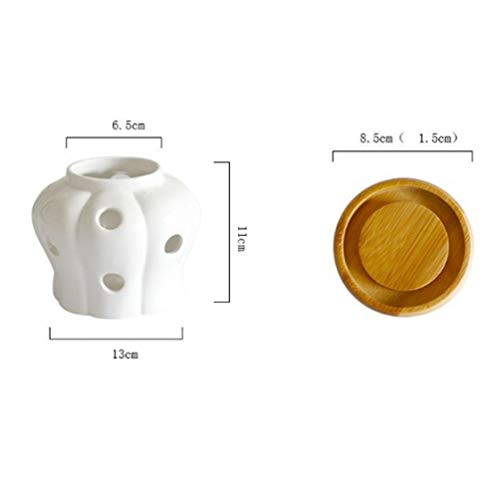 Cabilock Potes de armazenamento de gengibre Ceramics Recipientes redondos de alho com tampas de bamb