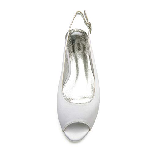 Charmstep Women Satin Bridal Ballet Flats Slingback Peep Toe Back Strappy Wedding Party Shoes 5049-493