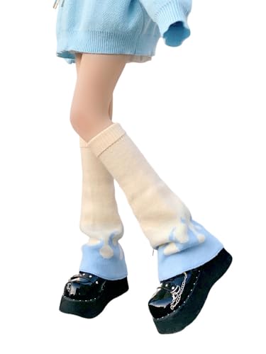 Image of WODECASA Girls Kawaii Leg Warmers Knitted Flared Leg Sleeves Goth Crochet Baggy Cuff Ankle Heap Socks