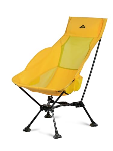 iClimb Ultralight Compact Folding Anti-Sinking Chair, High Back, Yellow