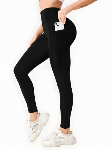 Women Leggings Black Yoga Pants Tummy Control Workout Leggings with Pockets