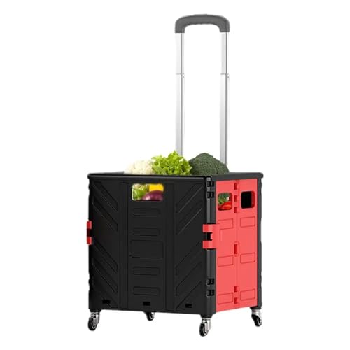 Trolley Foldable Rolling Crate Shopping Trolley Outdoor Draw Bar Box Heavy Duty Folding Box Basket Rolling Tote With Wheels For Camping, Festival, Garden & Pallet Truck Trans(As show 4 Wheels M-01)