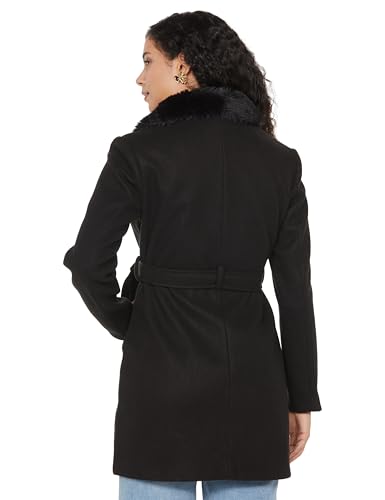 Image of Qube By Fort Collins Women's Semi-Long Tweed Coat with Knitted Finish - Elegant Winter Outerwear for Casual and Formal Looks