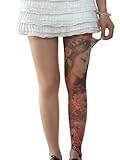GSJDKN Femme Bas Tatouages Imprimés Collants transparents et charmants à coutures Fin Leggings Collants Bas Leggings Tenues de soirée et de concert (D)