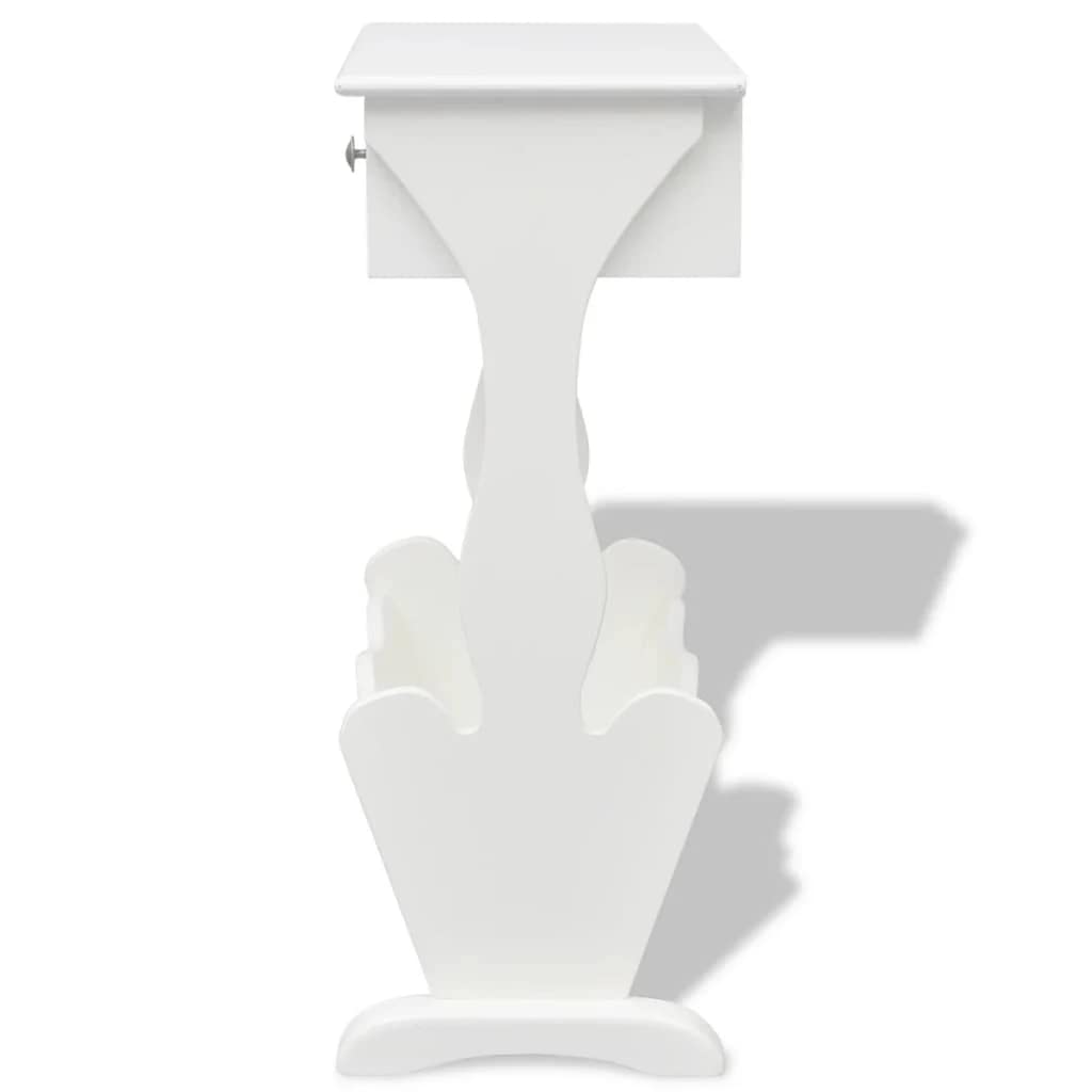 vidaXL Table d'appoint avec porte-revues en bois blanc - Table basse de rangement pour canapé de salon