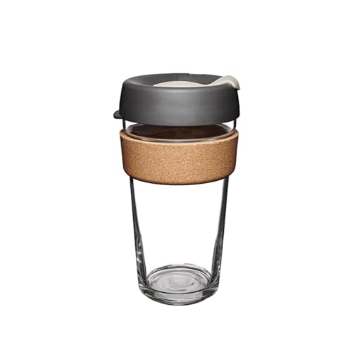KeepCup Taza de café reutilizable, vidrio templado y corcho natural, L 454 ml, prensa