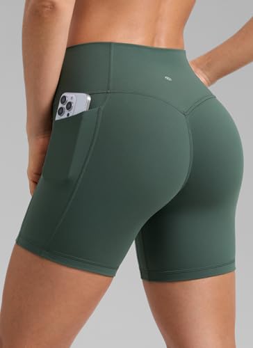 Image of CRZ YOGA Secretsculpt Biker Shorts Pockets 5'' | Booty Scrunch Butt, Butterlift, Buttery Soft, Moderate Compression, Workout, Pilates, No Front Seam, High Waist, for Women