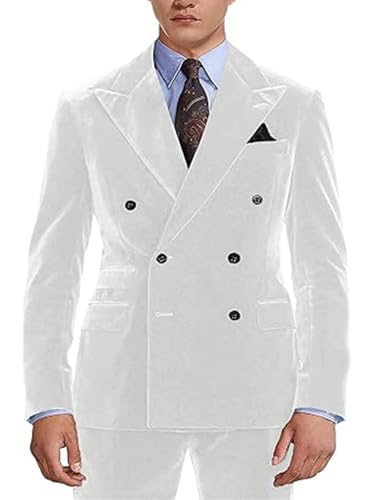 Velvet Suits for Men 2 Piece Double Breasted Blazer with Pants for Casual Daily Wear