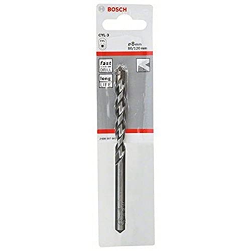 Bosch Professional 1x Jeu de foret à béton CYL-3 (pour béton, Ø 8 x 80 x 120 mm, accessoires perceuse à percussion)