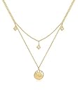 Elli Halskette Damen Astro Sonne Mond mit Kristalle in 925 Sterling Silber vergoldet