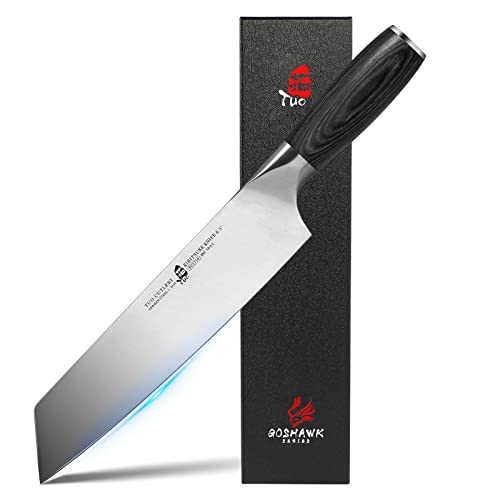 TUO Kiritsuke Knife, Japanese Chef Knife Vegetable Cleaver 8.5 inch, German HC Stainless Steel, Ergonomic Pakkawood Handle with Black Gift Box, Goshawk Series