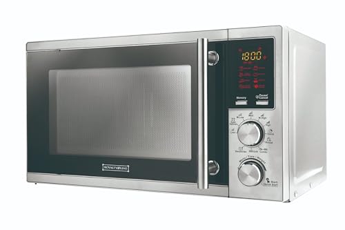 ROYALTY LINE, Microondas 20L con Grill Plateado 700W RLMWO3805, Microondas Digital con 8 Programas Automáticos, Temporizador 95 min, Plato Giratorio de Vidrio, Seguridad Infantil