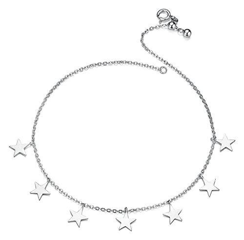 Bracelet de cheville argent 925 etoile cadeau d'anniversaire romantique pour femme