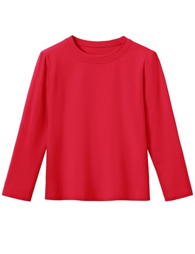 Image of KEREDA Girls Long Sleeve Shirts Soft Cotton T-Shirts Crewneck Basic Tees for Kids and Teen Girls Tops Clothes