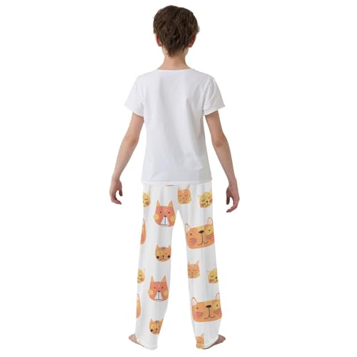 Boys' Pants Cute Cats Orange Long Bottoms Jogger Pants Elastic Waist Trousers with Pockets S-XL3