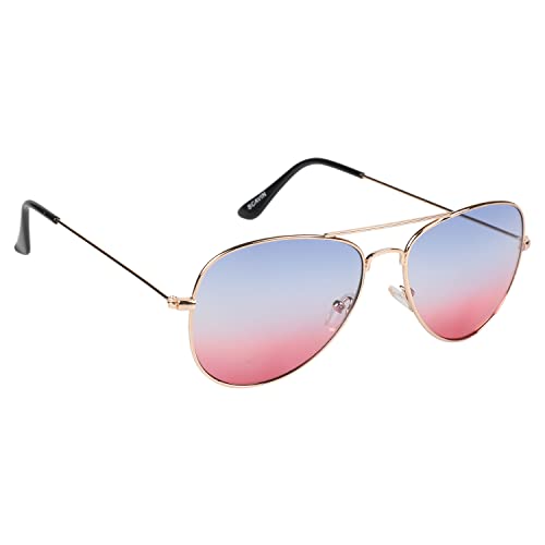 Image of Unisex UV Protected Aviator Shaped Full Rim Sunglasses With Assorted Colored Sunglasses Case, Frame - Plastic, Polycarbonate Lens