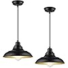 FLQMYQ Pendant Lighting, Farmhouse Decor Adjustable Metal Hanging Lamp Ceiling Lamp, Hanging Light Fixtures, Industrial Black Pendant Lights for Kitchen Island Dining Room Barn, E26 Base, 2 Pack