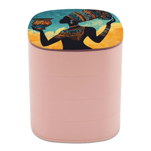 Jubonexis Femme africaine tenant un vase ancien - Boîte à bijoux pour femme, organisateur de boucles d'oreilles rotatif pour colliers, bracelets, bagues