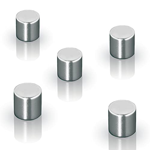 SIGEL Ba700 Lot de 5 Aimants Cylindriques, Néodyme N42, pour Tableaux Magnétiques, Ø 1 X 1 cm, Argenté