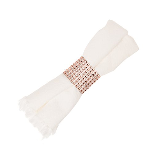Ella Celebration Napkin Rings Rose Gold Rhinestone Bulk Accessories for Weddings, Receptions, Dinners, Holidays, Parties, Family Events, Baby Showers, Gatherings, Table and Home Decor (Rose Gold, 50)