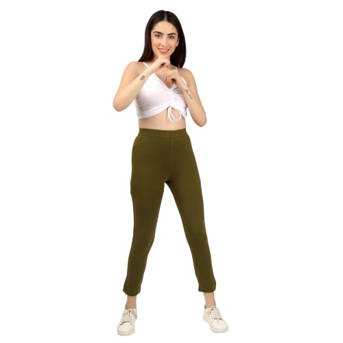 Image of Women's Cotton Stretchable Slim Fit Straight Pants Trouser for Casual Wear and Office Wear