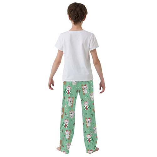 Merry Christmas Koala Boys Long Pants Soft Trousers Elastic Waist Kids Lounge Bottoms with Pockets S-XL3