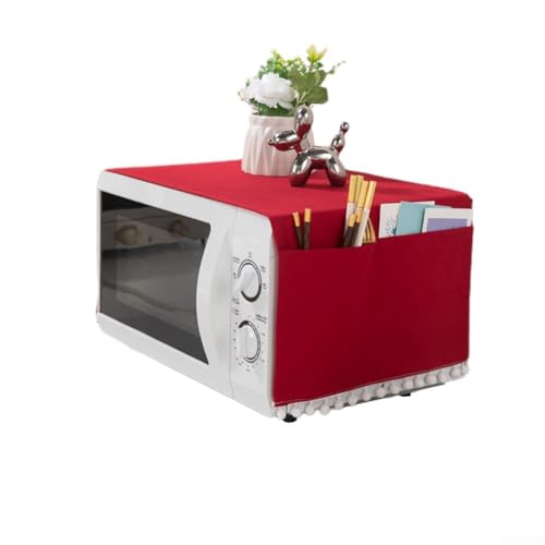 Honseadek Funda de Navidad para microondas, a prueba de salpicaduras, poliéster y algodón, 30 x 90 cm, para protección del hogar y la oficina (color rojo oscuro)