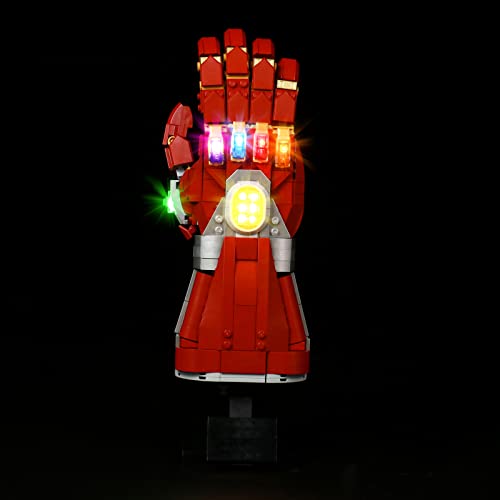 LocoLee Led Licht Set Kompatibel mit LEGO Iron Mans Nano Handschuh, Led Beleuchtungs Set Compatible with LEGO 76223 Nano Handschuh Infinity - Nur Lichter Set, Kein Modell (Standard Version)