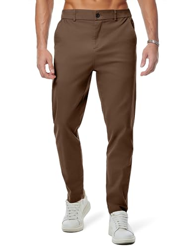 JMIERR Men's Chino Pants Casual Stretch Waist Tapered Trousers wi...