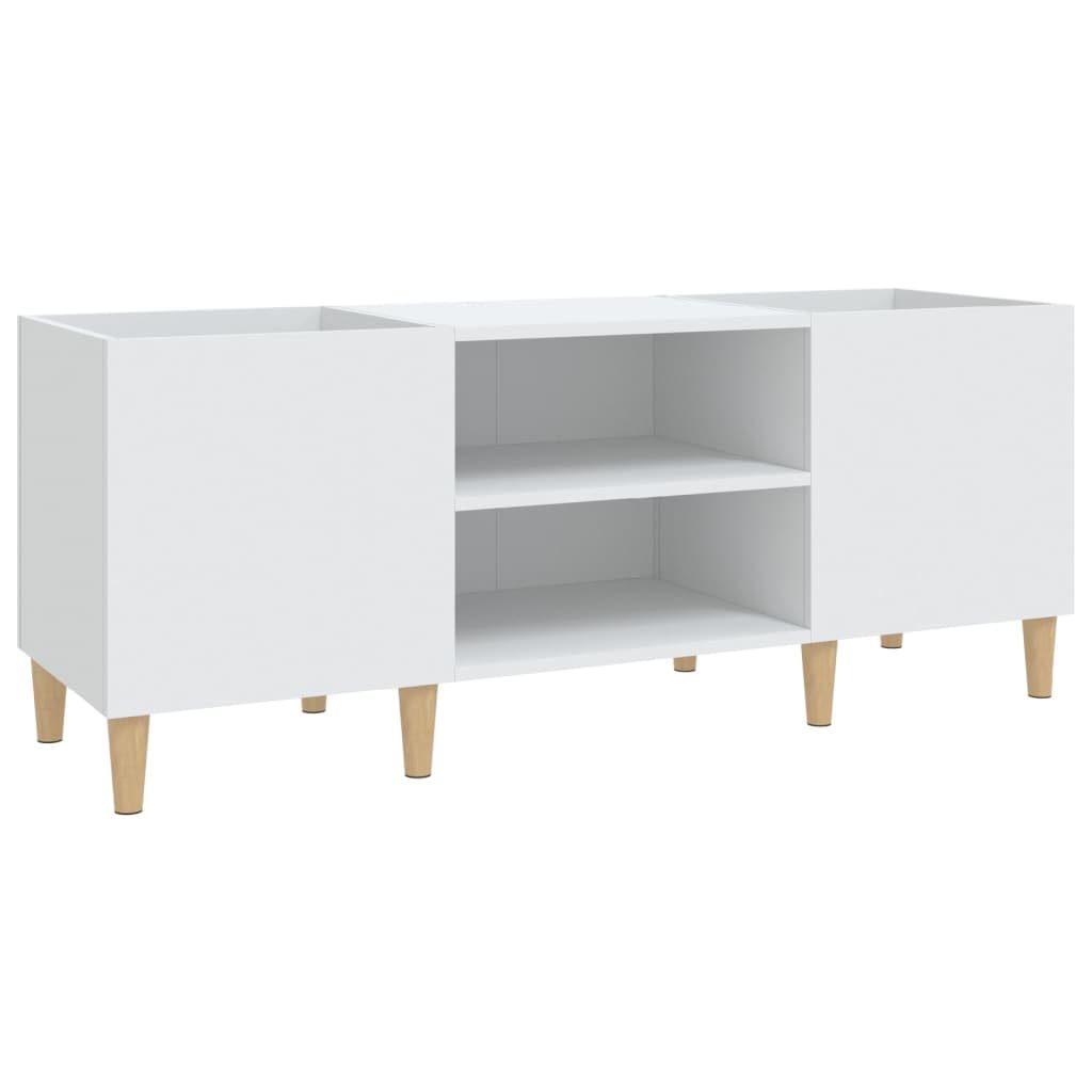 Mobile Porta Dischi Bianco 121x38x48 cm in Legno Multistrato,Supporto per Giradischi,Supporto per Giradischi in Legno,Supporto per Giradischi con Spazio di archiviazione