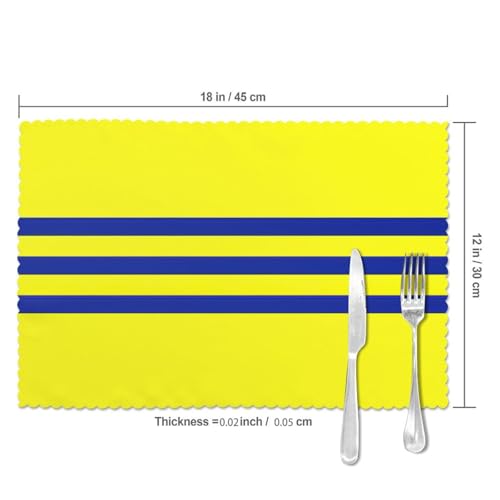 Sets de table lavables polyester à rayures jaune bleu résistant à la chaleur