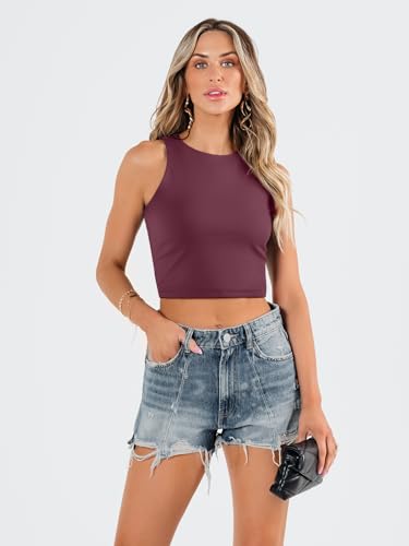 Image of EFAN Womens Sexy Sleeveless Double Lined Crop Tops Workout Cute Tight Racerback Tank Tops Summer Clothes Teen Girls 2025
