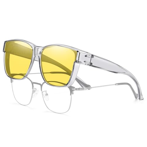 Image of HAOLOTA Night Vision Driving Over Glasses, Polarized Nighttime Glasses Men Women Anti Glare Yellow Tinted Lens