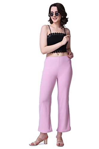 Image of POPWINGS Formal Casual Solid Trousers for Women || Work Trousers for Women || Pull On Trousers for Women || High Waist Plain Women Trousers for Summer