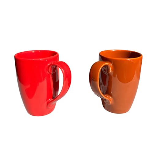 Image of Red and Brown Porcelain 285 ml Coffee /Tea Mug Piece Microwave Oven and Dishwasher Safe, for Hot /Cold Coffee, Milk, Tea, (Brown and RED)
