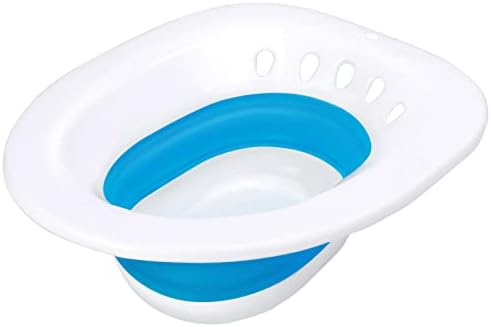 Pochik Sitz Bath, Sitz Bath for Hemorrhoids, Sitz Bath for Toilet Seat, Postpartum Care, Sits Bath Kit for Women, Collapsible, Drain Holes, Wider Seating Area, Deeper Bowl