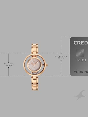 Image of Fastrack Vyb Starlet with Quartz Analog Rose Mother of Pearl Dial Rose Gold Stainless Steel Strap Watch for Girls - FV60116WM01W