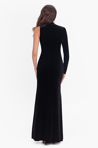 Image of Betsy & Adam Women's Betsy & Adam Women's Scuba Crepe Sleeveless Leg Slit Ruffle Floor Length Dress