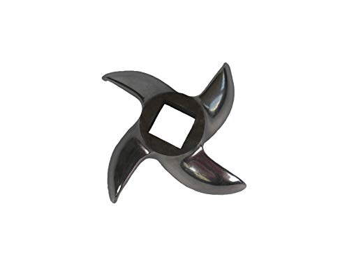 Tredoni N° 12 - Tritacarne con bordi curvi, 6,3 cm, lama professionale in acciaio inox resistente a 4 bracci (n. 12)