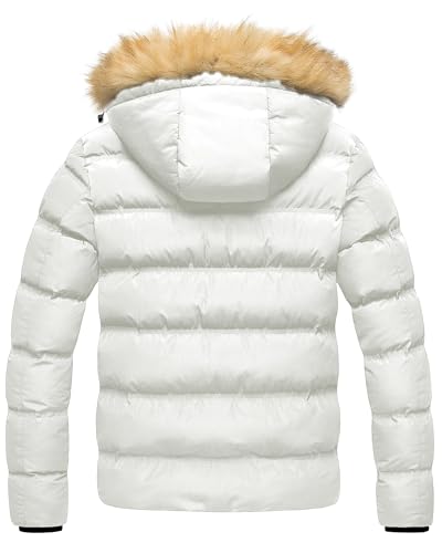 Image of Pursky Men's Puffer Jacket Waterproof Winter Bubble Coats Ski Parka Fur Hooded