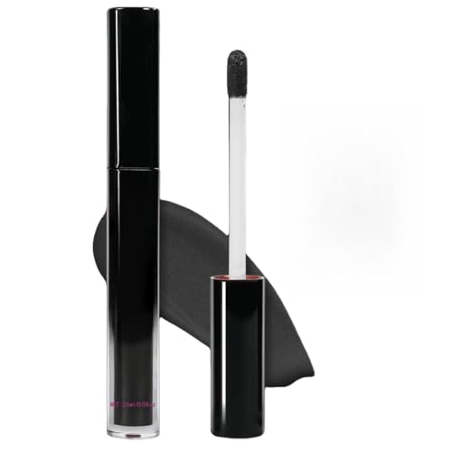 Schwarz Flüssiger Lippenstift Matt Finish Lipgloss Langanhaltender Wasserdicht Flüssiger Lippenstift Make-up Leichte Formel Non-Stick Cup Lip Color Lippen Make-up für Halloween Cosplay-06#
