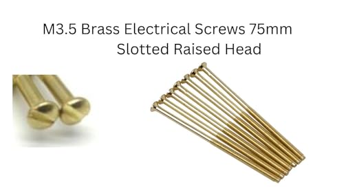 Pack of 10 Electrical Screws 75mm Brass M3.5 Thread Diameter Raised Slotted Head Long Screw for Socket Switch Plate Sockets Outlet Cover Electric Panel Fixings DIY Projects - Image 2