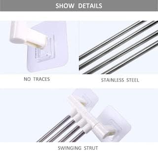 Image of Stainless Steel 4 Bar Towel Rack for Bathroom Towel Holder for Kitchen Towel Hanger Stand for Wash Basin - Self Adhesive(Pack of 1) | Kitchen Towel Hanger | Towel Holder in Bathroom