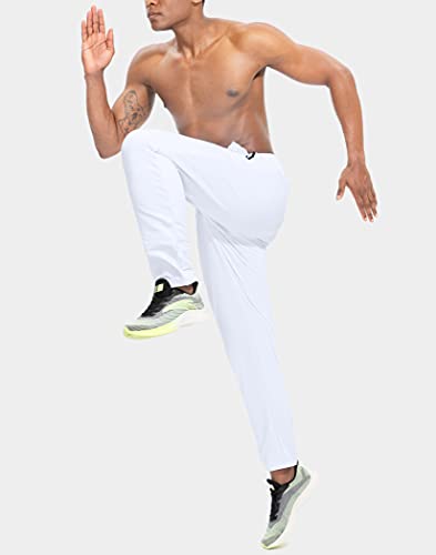 G Gradual Men's Sweatpants With Zipper Pockets Tapered Track Athletic Pants For Men Running, Exercise, Workout (White, Large) #TOP5