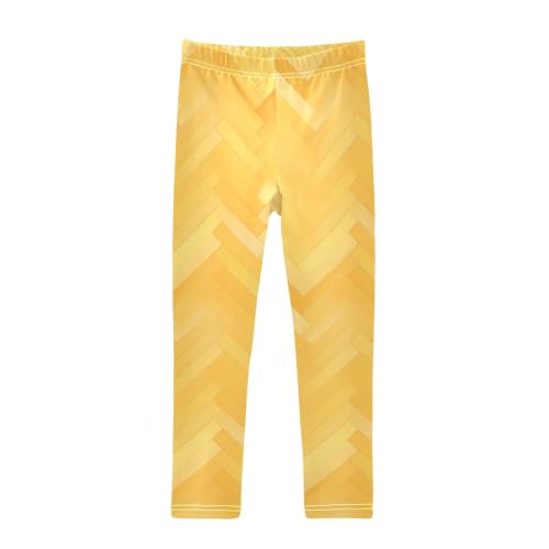 Fashion Zigzag Pattern Yellow Kids Baby Girls Cotton Pants Comfortable High Waisted Yoga Pants Gym
