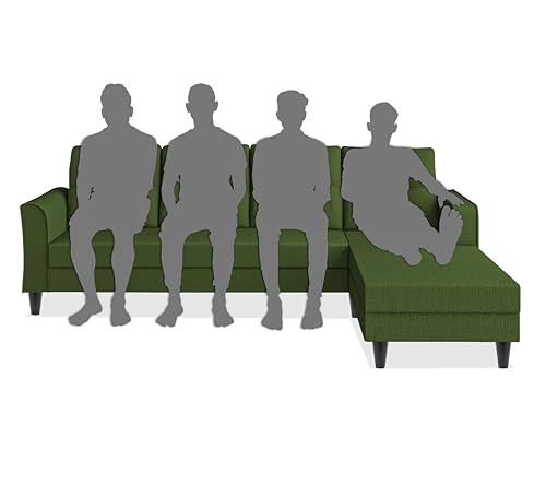 Image of Adorn India Maddox Tufted L Shape 5 Seater Sofa Set RHS (Green) (3 Year Warranty)