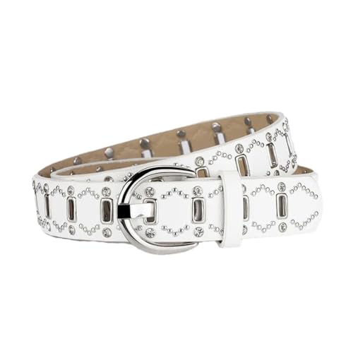 Women Men 108Cm PU Leather Material Silver Metal Pin Buckle Rivet Decoration Dress Jeans Style Fashion Belt